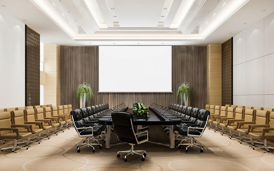 sala de reunião com forro em drywall