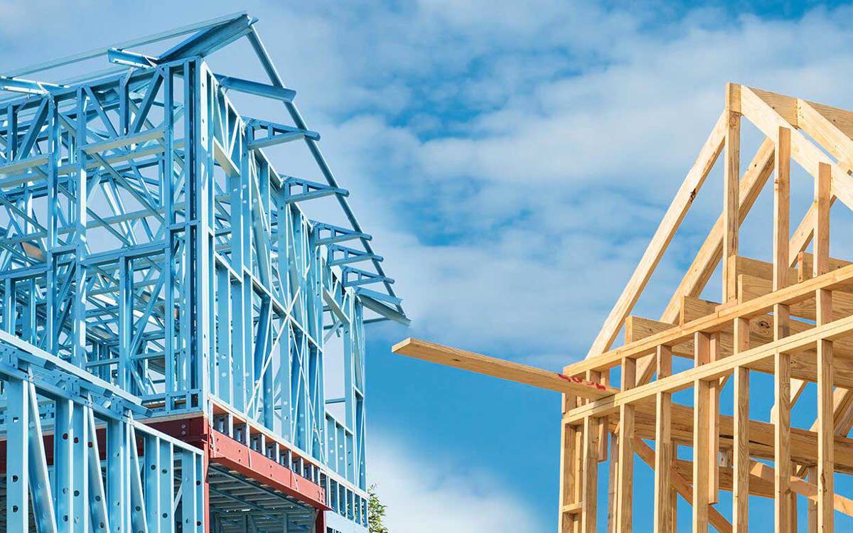 construções em wood frame e light steel frame
